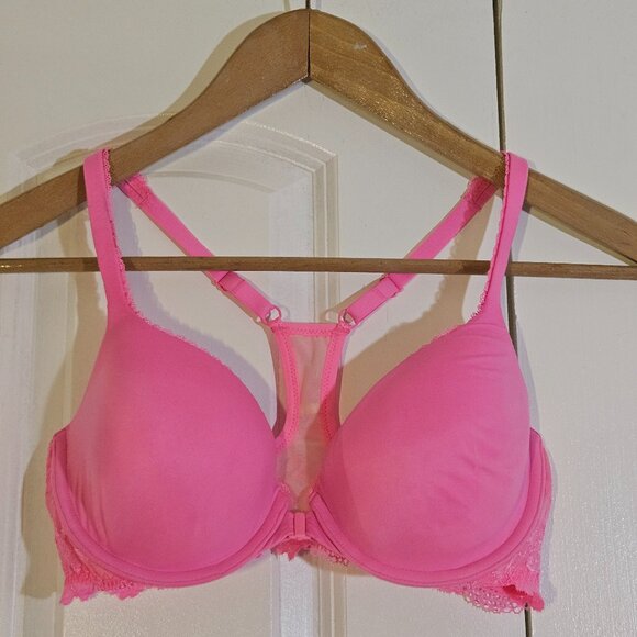 Victoria's Secret 34D Bra Body by Victoria Racerback Lace BRIGHT HOT PINK NWT - Picture 1 of 8